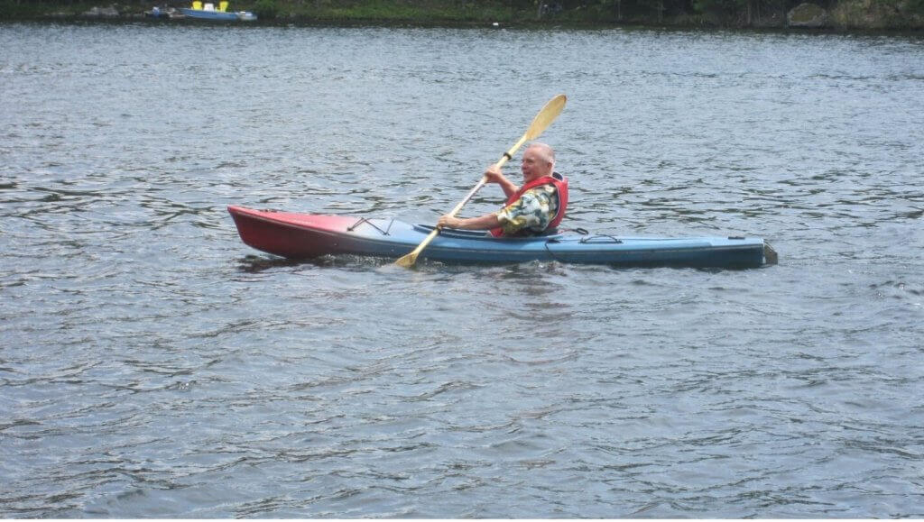 recommended kayaks for beginners.  Man in a kayak on a lake