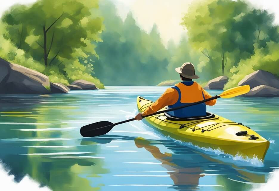 illustration of river kayak